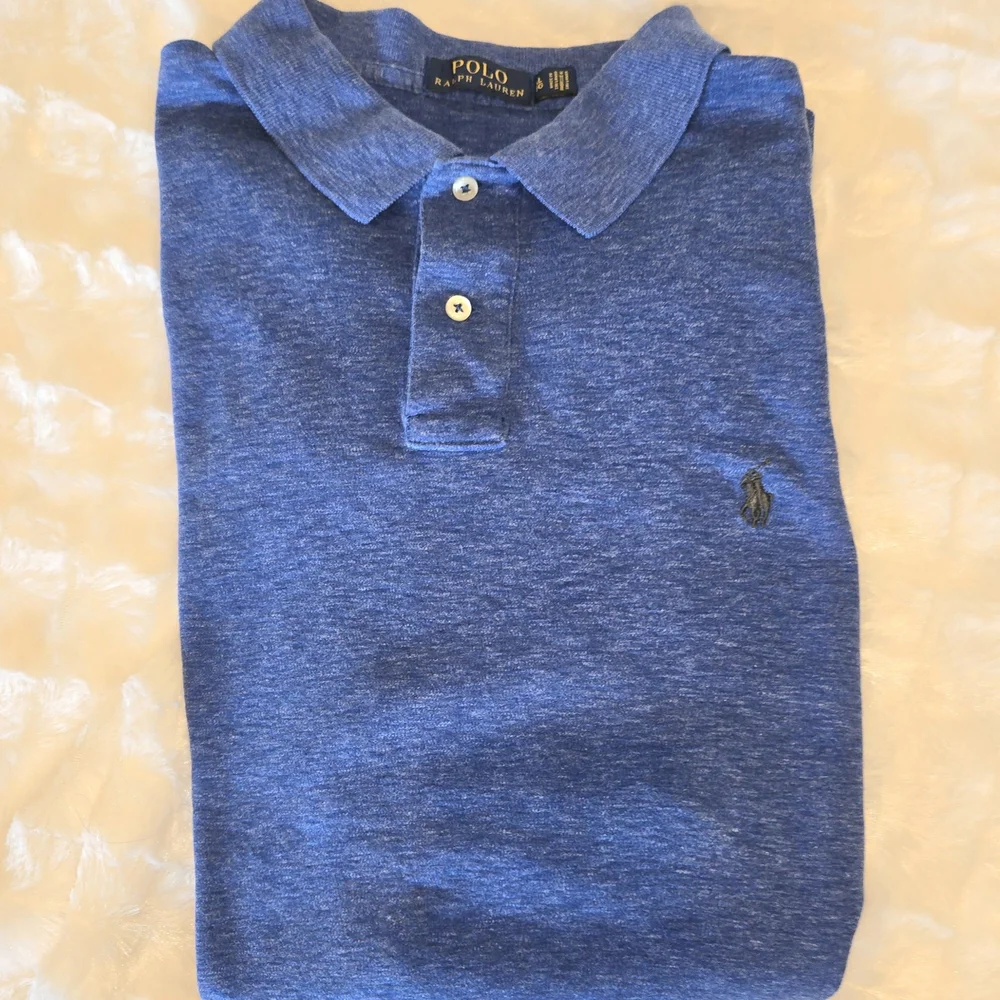 Ralph Lauren Blue Heather Polo Shirt with Embroidered Pony